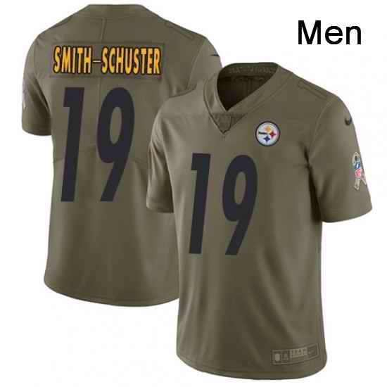 Mens Nike Pittsburgh Steelers 19 JuJu Smith Schuster Limited Olive 2017 Salute to Service NFL Jersey
